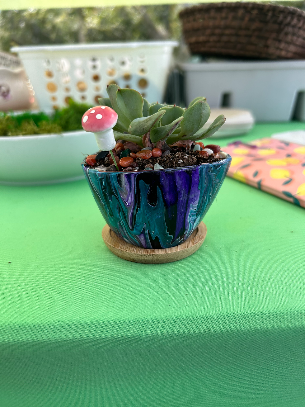 Purple Teal Paint Poured Bowl