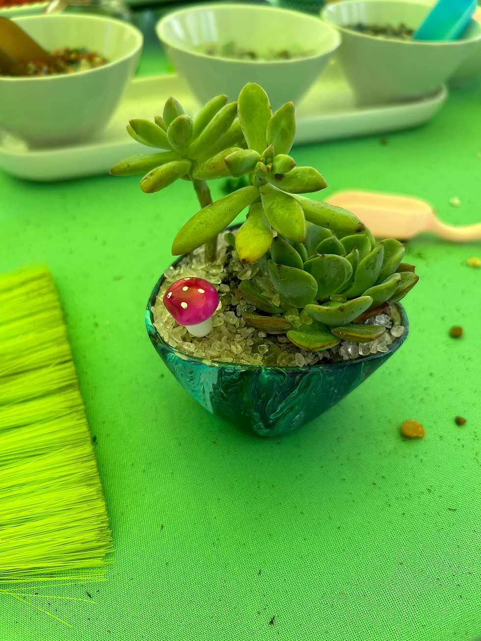 Teal Square Paint Poured Pot