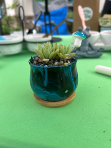 Dark Teal Paint Poured Pot