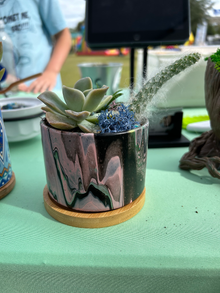 Black And Pink Paint Poured Pot