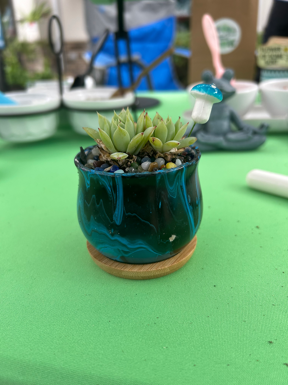 Dark Teal Paint Poured Pot