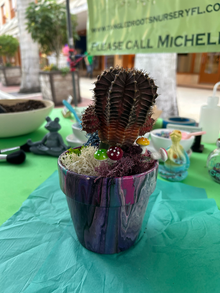 Purple Cactus Paint Poured Pot