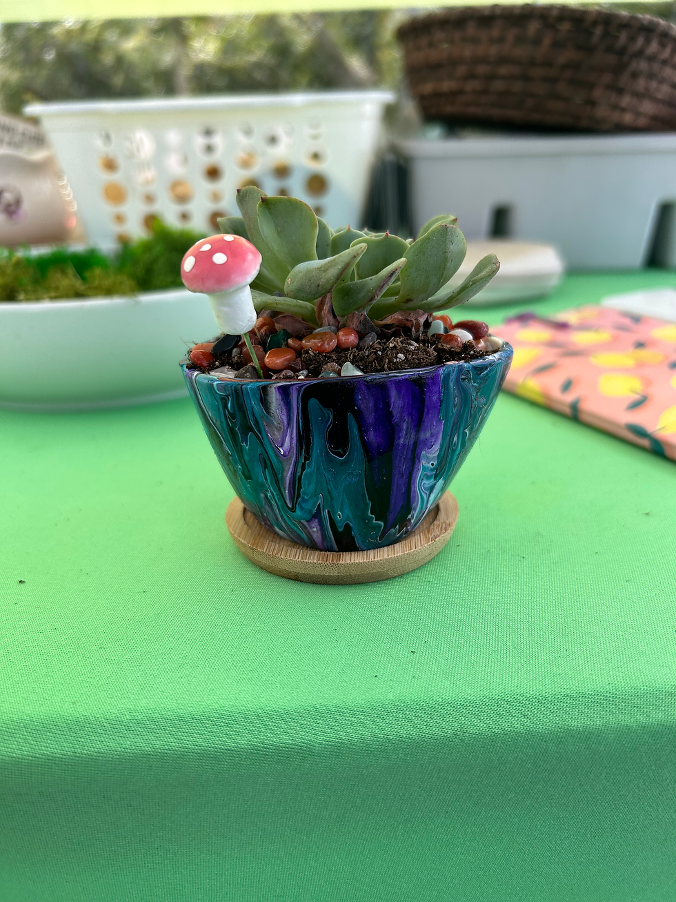 Purple Teal Paint Poured Bowl
