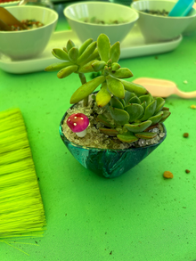 Teal Square Paint Poured Pot